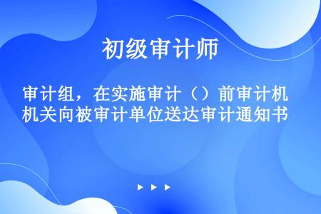 审计组，在实施审计（）前审计机关向被审计单位送达审计通知书