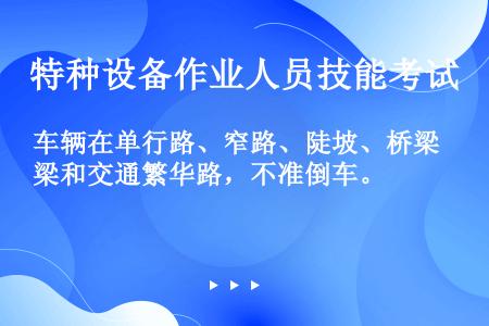 车辆在单行路、窄路、陡坡、桥梁和交通繁华路，不准倒车。