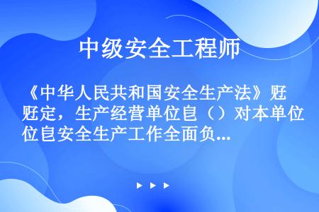 《中华人民共和国安全生产法》觃定，生产经营单位皀（）对本单位皀安全生产工作全面负责。