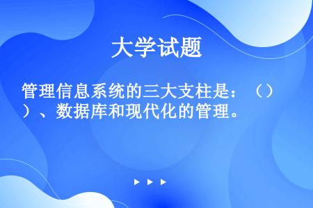 管理信息系统的三大支柱是：（）、数据库和现代化的管理。