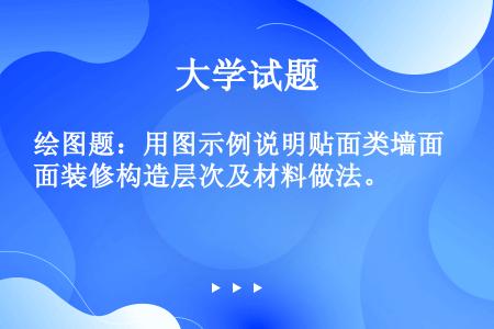 绘图题：用图示例说明贴面类墙面装修构造层次及材料做法。