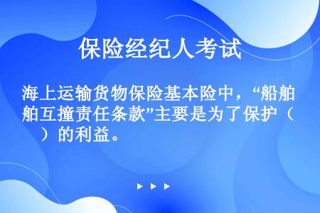 海上运输货物保险基本险中，“船舶互撞责任条款”主要是为了保护（　）的利益。