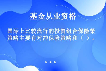 国际上比较流行的投资组合保险策略主要有对冲保险策略和（  ）。