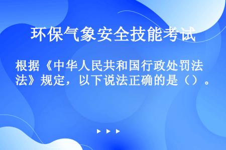 根据《中华人民共和国行政处罚法》规定，以下说法正确的是（）。