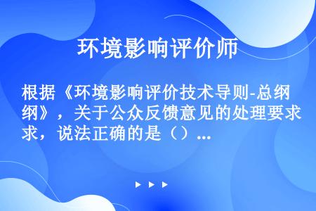 根据《环境影响评价技术导则-总纲》，关于公众反馈意见的处理要求，说法正确的是（）。