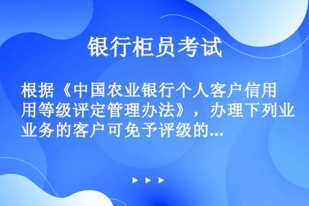 根据《中国农业银行个人客户信用等级评定管理办法》，办理下列业务的客户可免予评级的是（）。
