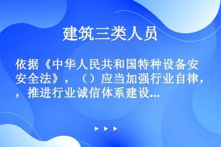 依据《中华人民共和国特种设备安全法》，（）应当加强行业自律，推进行业诚信体系建设，提高特种设备安全管...