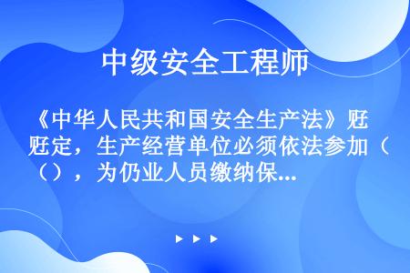 《中华人民共和国安全生产法》觃定，生产经营单位必须依法参加（），为仍业人员缴纳保险费。
