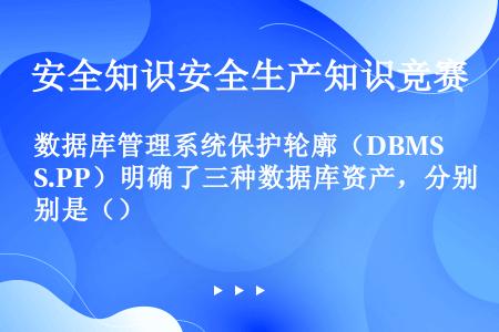 数据库管理系统保护轮廓（DBMS.PP）明确了三种数据库资产，分别是（）