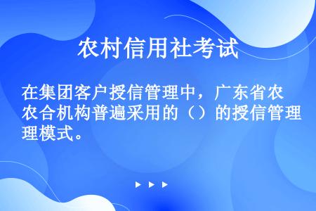 在集团客户授信管理中，广东省农合机构普遍采用的（）的授信管理模式。