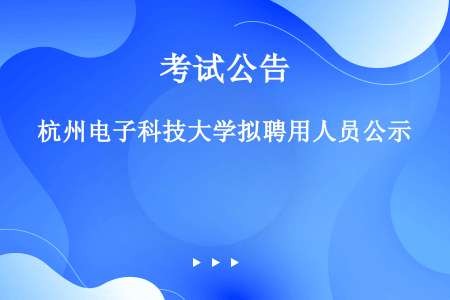 杭州电子科技大学拟聘用人员公示