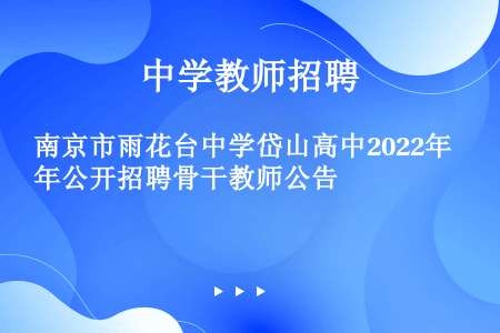 南京市雨花台中学岱山高中2022年公开招聘骨干教师公告