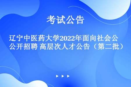 辽宁中医药大学2022年面向社会公开招聘 高层次人才公告（第二批）