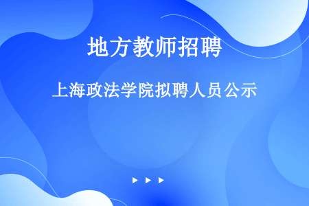 上海政法学院拟聘人员公示