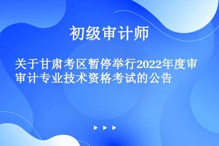 关于甘肃考区暂停举行2022年度审计专业技术资格考试的公告