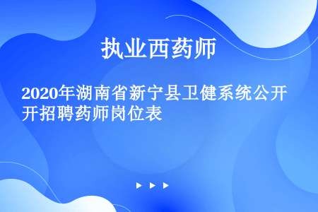 2020年湖南省新宁县卫健系统公开招聘药师岗位表