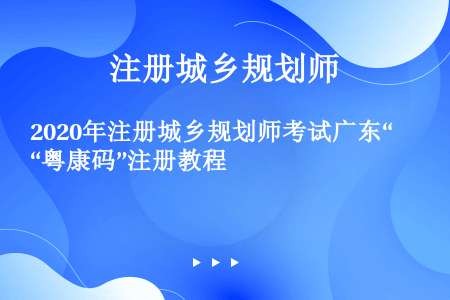 2020年注册城乡规划师考试广东“粤康码”注册教程