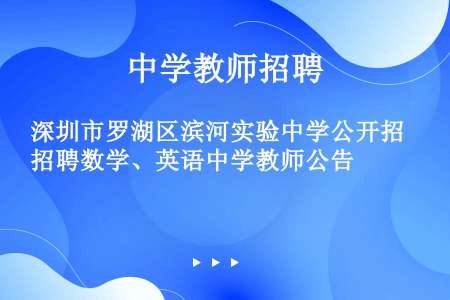 深圳市罗湖区滨河实验中学公开招聘数学、英语中学教师公告