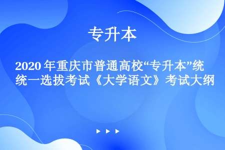2020 年重庆市普通高校“专升本”统一选拔考试《大学语文》考试大纲