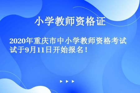 2020年重庆市中小学教师资格考试于9月11日开始报名！