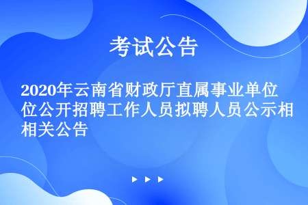 2020年云南省财政厅直属事业单位公开招聘工作人员拟聘人员公示相关公告