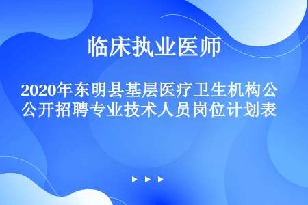 2020年东明县基层医疗卫生机构公开招聘专业技术人员岗位计划表