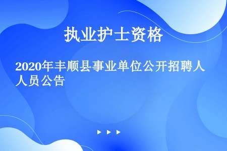 2020年丰顺县事业单位公开招聘人员公告