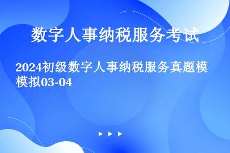 2024初级数字人事纳税服务真题模拟03-04