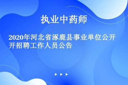 2020年河北省涿鹿县事业单位公开招聘工作人员公告