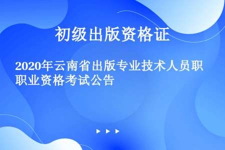 2020年云南省出版专业技术人员职业资格考试公告