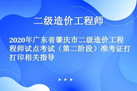 2020年广东省肇庆市二级造价工程师试点考试（第二阶段）准考证打印相关指导