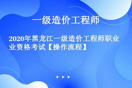 2020年黑龙江一级造价工程师职业资格考试【操作流程】