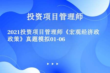 2021投资项目管理师《宏观经济政策》真题模拟01-06