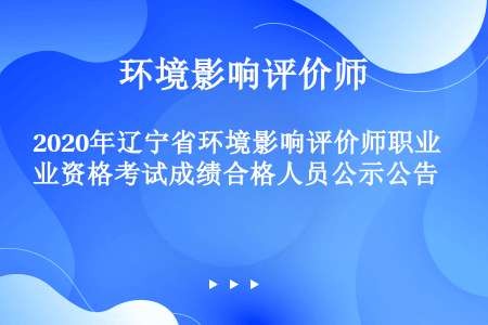 2020年辽宁省环境影响评价师职业资格考试成绩合格人员公示公告