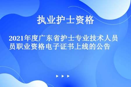 2021年度广东省护士专业技术人员职业资格电子证书上线的公告