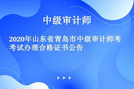 2020年山东省青岛市中级审计师考试办理合格证书公告