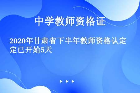 2020年甘肃省下半年教师资格认定已开始5天