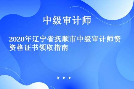 2020年辽宁省抚顺市中级审计师资格证书领取指南