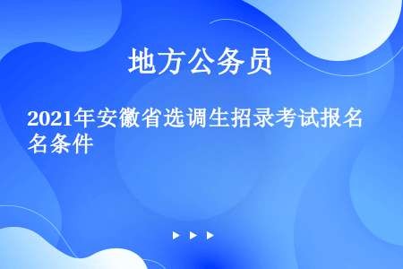 2021年安徽省选调生招录考试报名条件