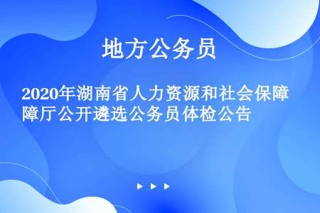 2020年湖南省人力资源和社会保障厅公开遴选公务员体检公告