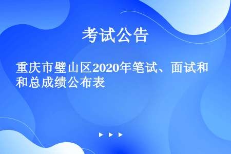 重庆市璧山区2020年笔试、面试和总成绩公布表