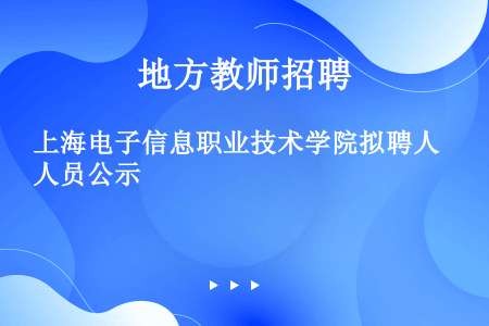 上海电子信息职业技术学院拟聘人员公示