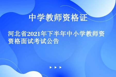 河北省2021年下半年中小学教师资格面试考试公告
