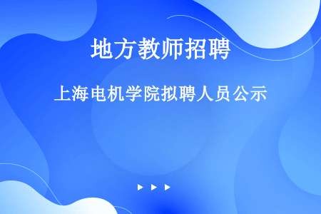 上海电机学院拟聘人员公示