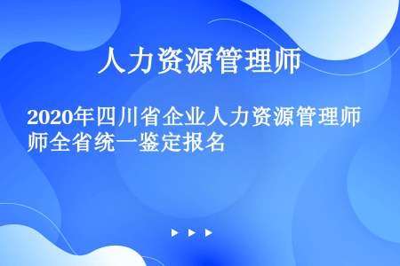 2020年四川省企业人力资源管理师全省统一鉴定报名